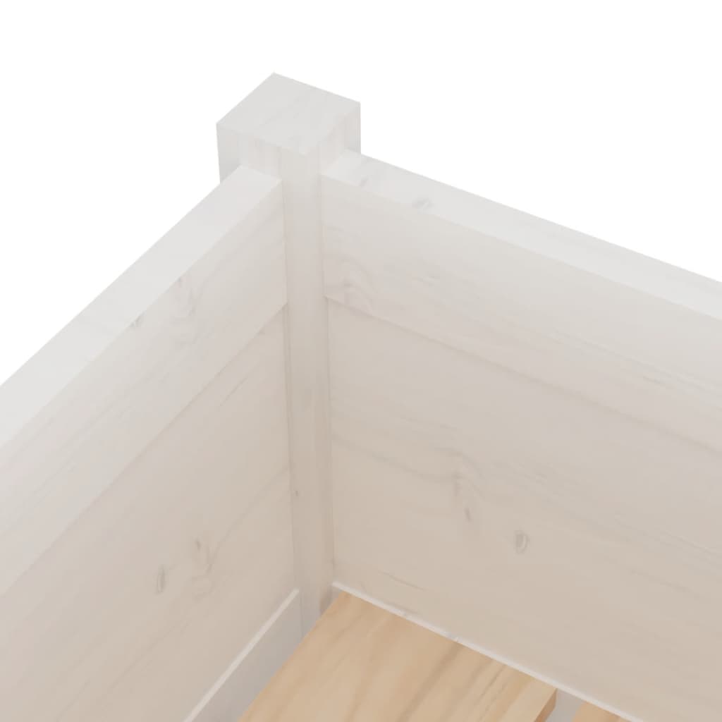 vidaXL dārza puķu kaste, balta, 31x31x70 cm, priedes masīvkoks