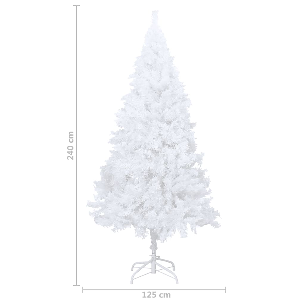 vidaXL izgaismota Ziemassvētku egle, biezi zari, balta, 240 cm