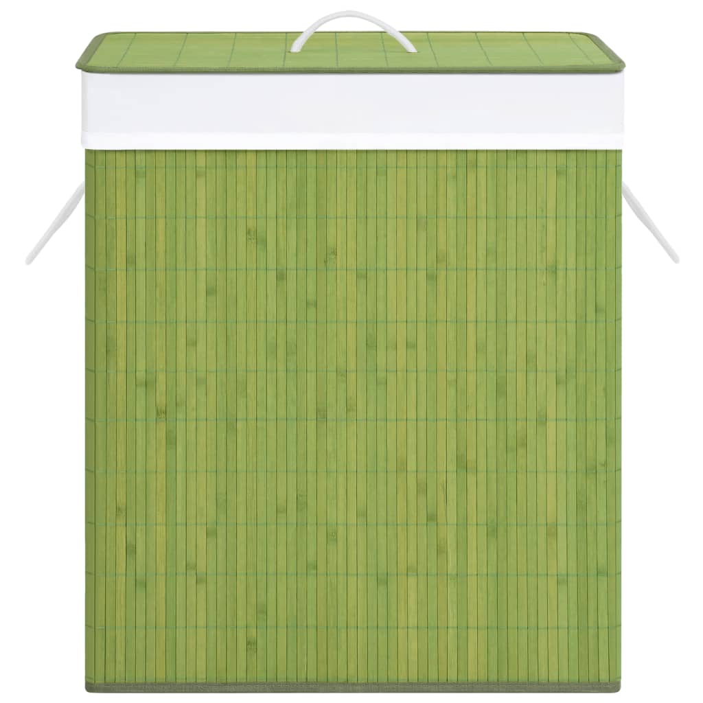 vidaXL veļas grozs ar 2 nodalījumiem, bambuss, zaļš, 100 L