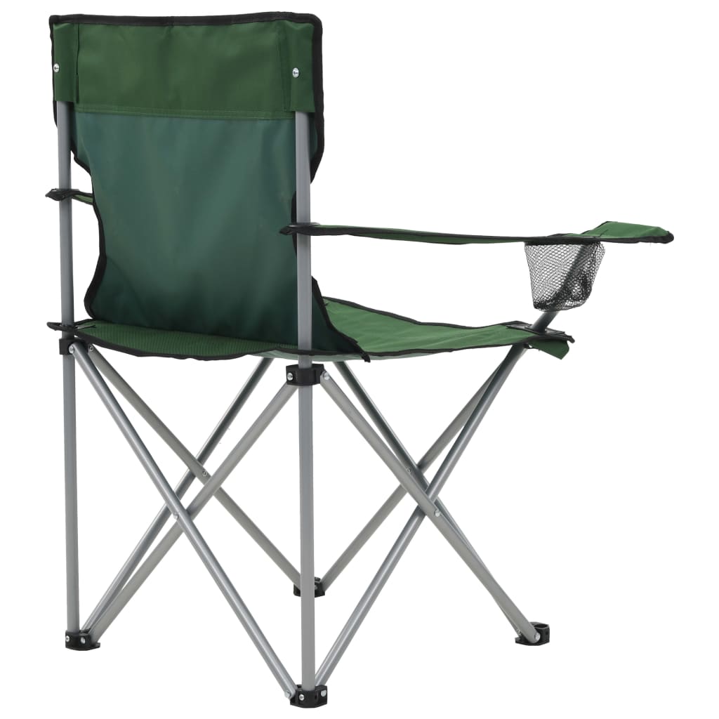 vidaXL 3-daļīgs kempinga galda un krēslu komplekts, zaļš