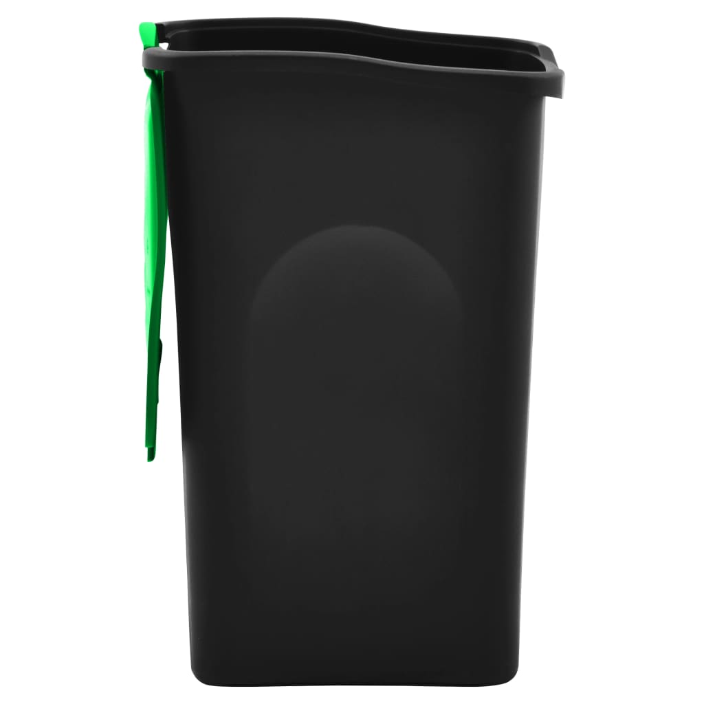 vidaXL atkritumu tvertne ar vāku, 50L, melna ar zaļu