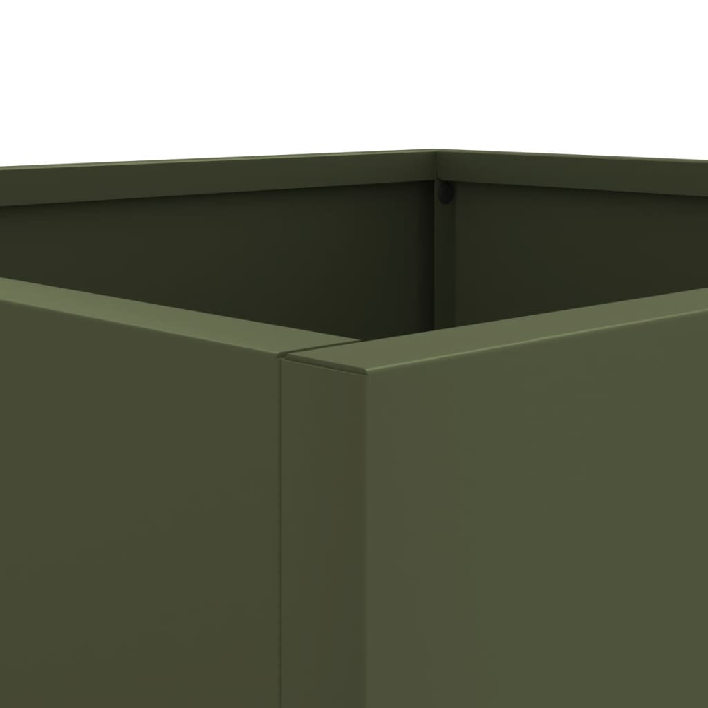 vidaXL puķu kaste, olīvzaļa, 32x29x75 cm, auksti velmēts tērauds