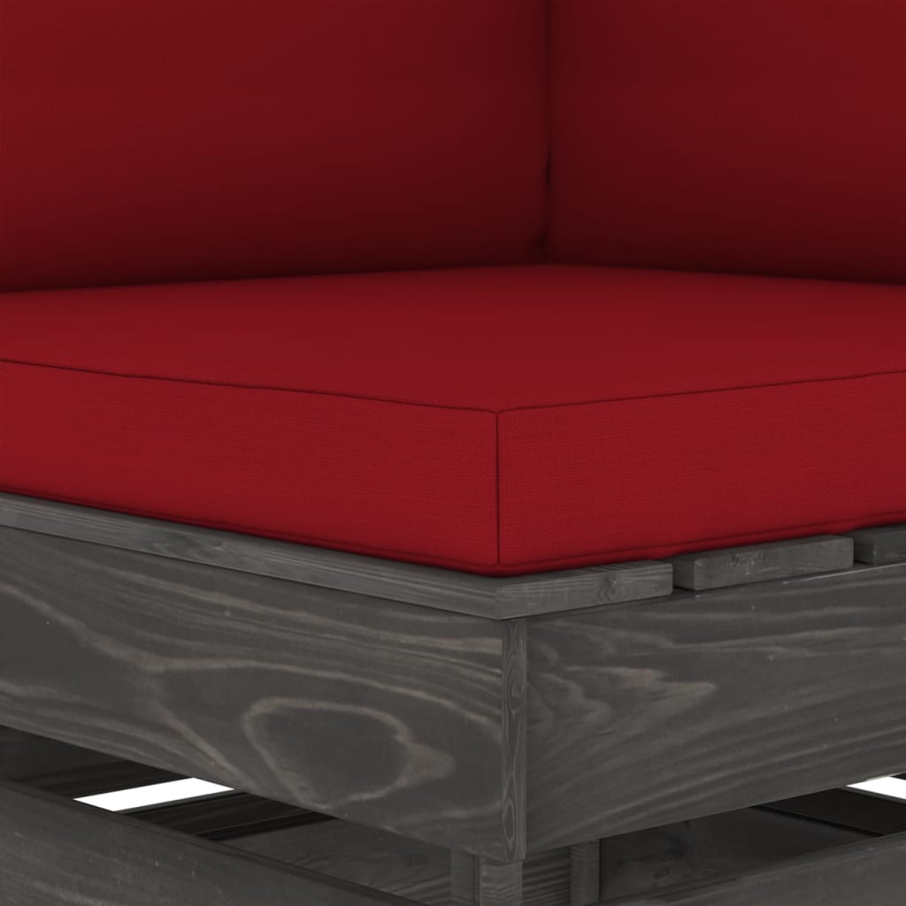 vidaXL moduļu stūra dīvāns ar spilveniem, pelēks, impregnēts koks