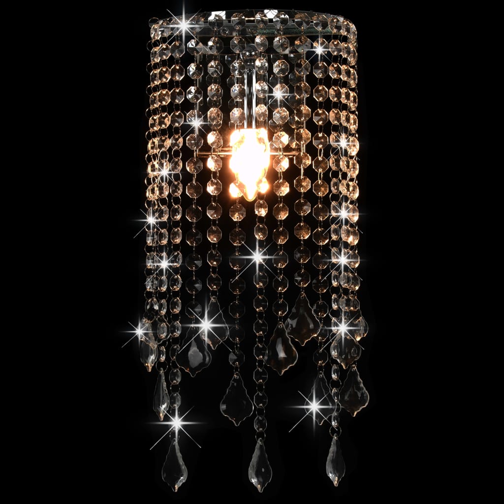 vidaXL sienas lampa ar kristāla pērlītēm, sudraba krāsā, E14