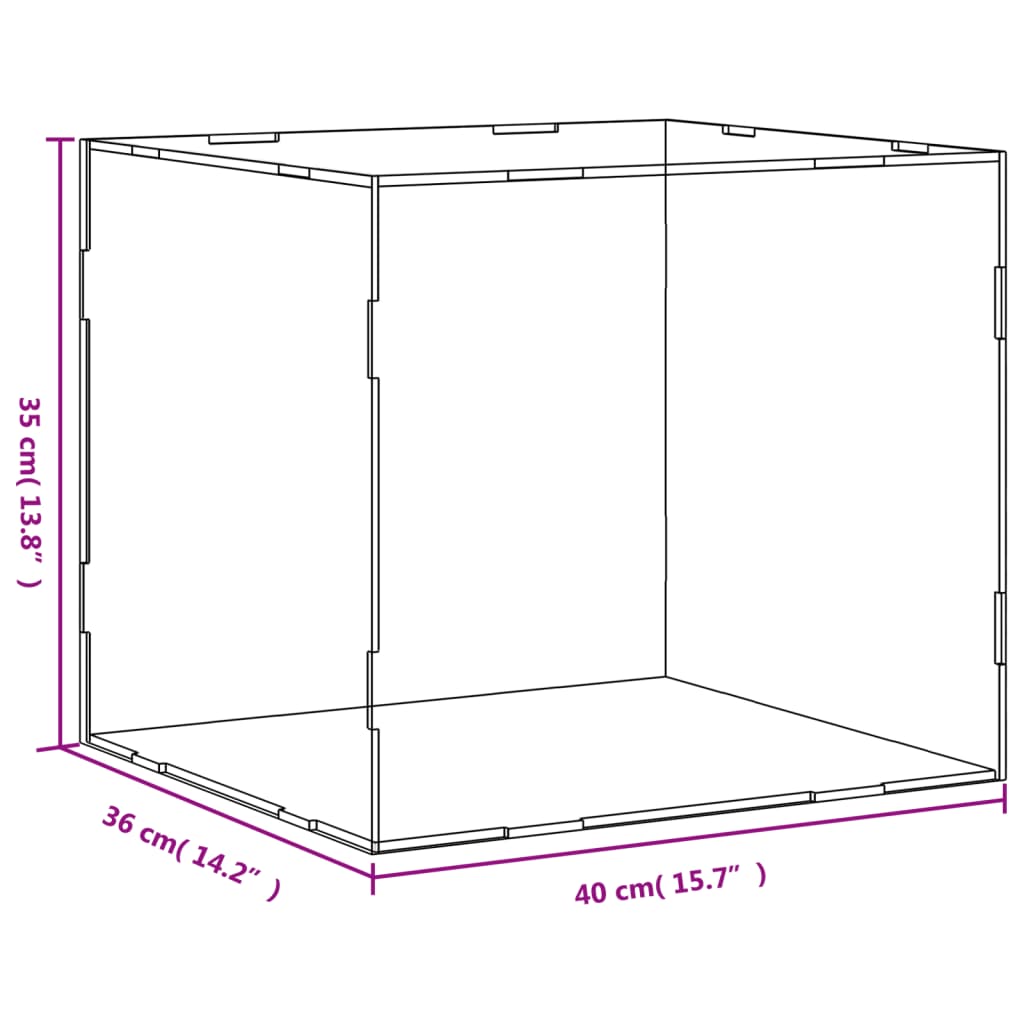 vidaXL vitrīnas kaste, caurspīdīga, 40x36x35 cm, akrils