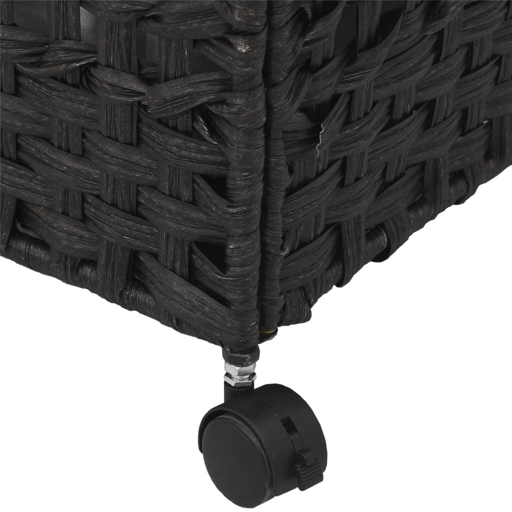 vidaXL veļas grozs ar riteņiem, melns, 66x35x60 cm, rotangpalma