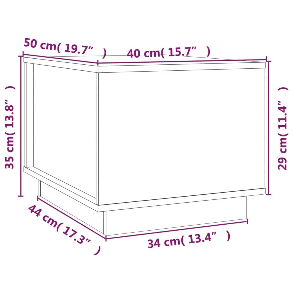 vidaXL kafijas galdiņš, pelēks, 40x50x35 cm, priedes masīvkoks