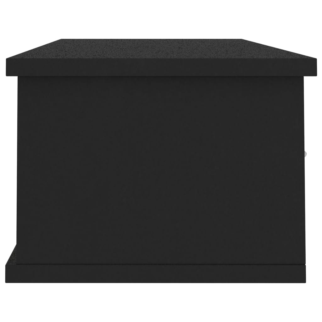 vidaXL sienas atvilktņu plaukts, melns, 88x26x18,5 cm, skaidu plāksne