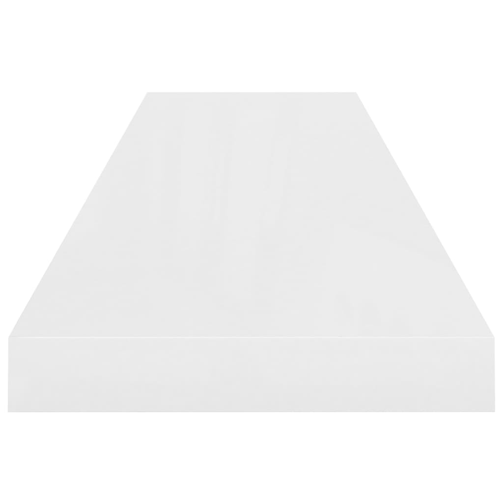 vidaXL sienas plaukti, 4 gab., spīdīgi balti, 90x23,5x3,8 cm, MDF