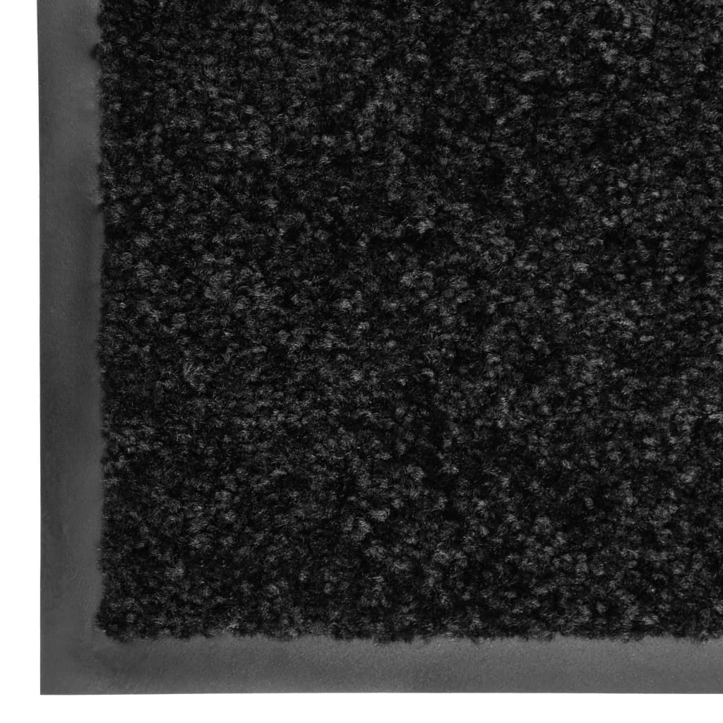 vidaXL durvju paklājs, mazgājams, melns, 60x180 cm