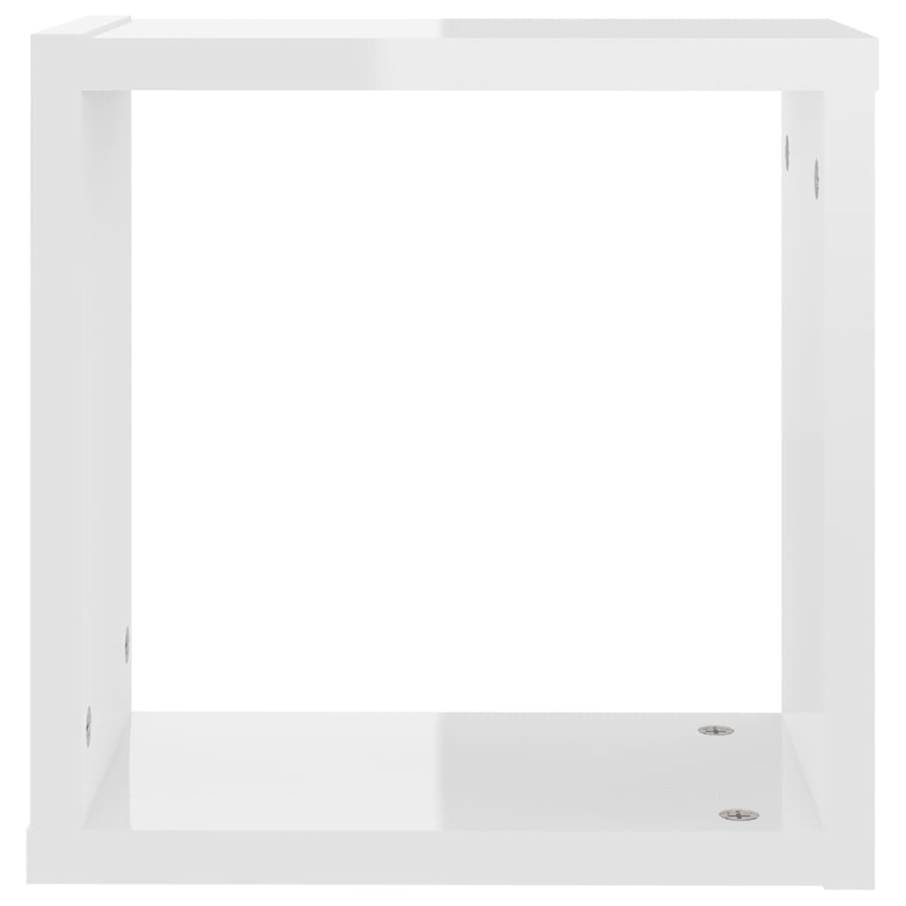 vidaXL kuba formas sienas plaukti, 6 gab., 30x15x30 cm, spīdīgi balti