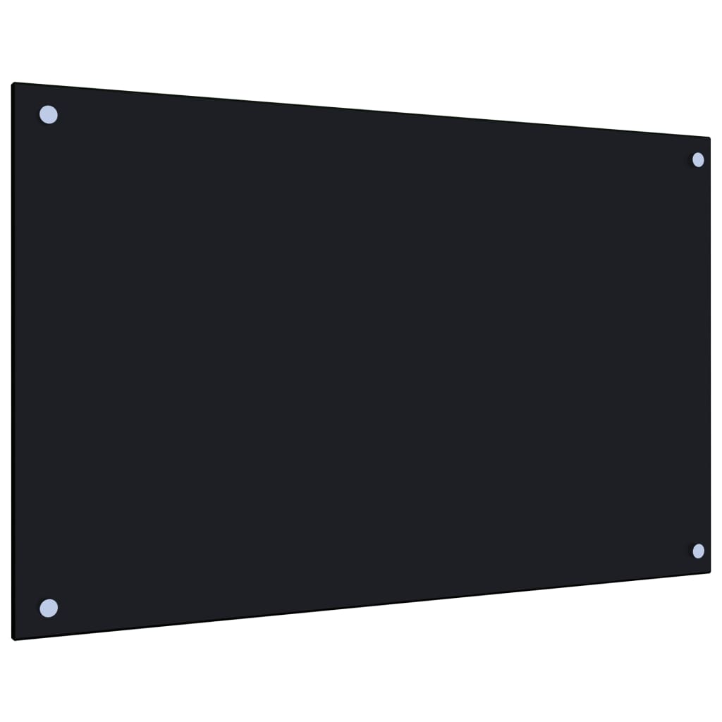 vidaXL virtuves sienas panelis, 80x50 cm, rūdīts stikls, melns