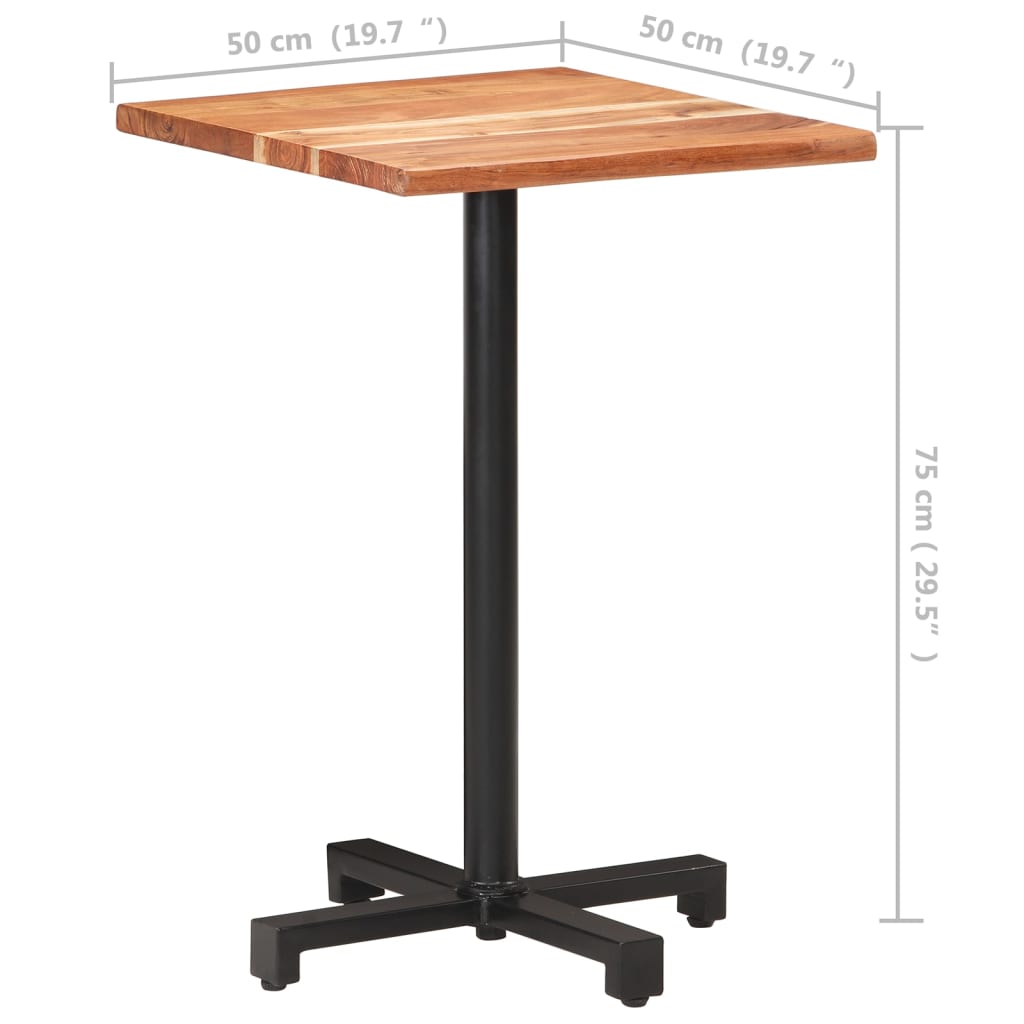 vidaXL bistro galds, dabīgas formas malas, 50x50x75 cm, akācijas koks