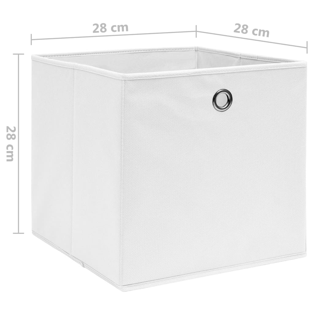 vidaXL uzglabāšanas kastes, 10 gab., 28x28x28 cm, balts neausts audums