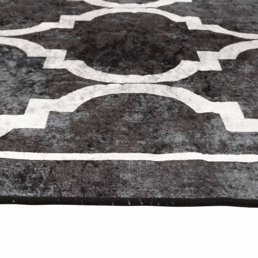 vidaXL paklājs, 80x150 cm, mazgājams, neslīdošs, melna un balta