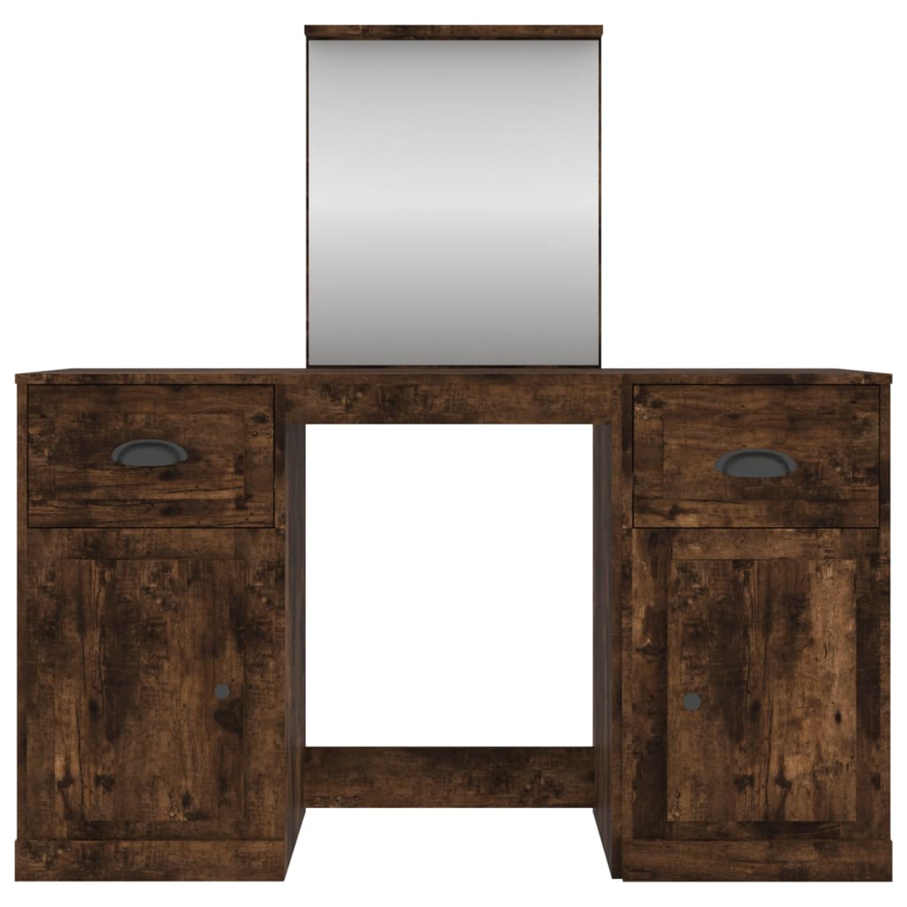 vidaXL galdiņš ar spoguli, ozolkoka krāsa, 130x50x132,5 cm