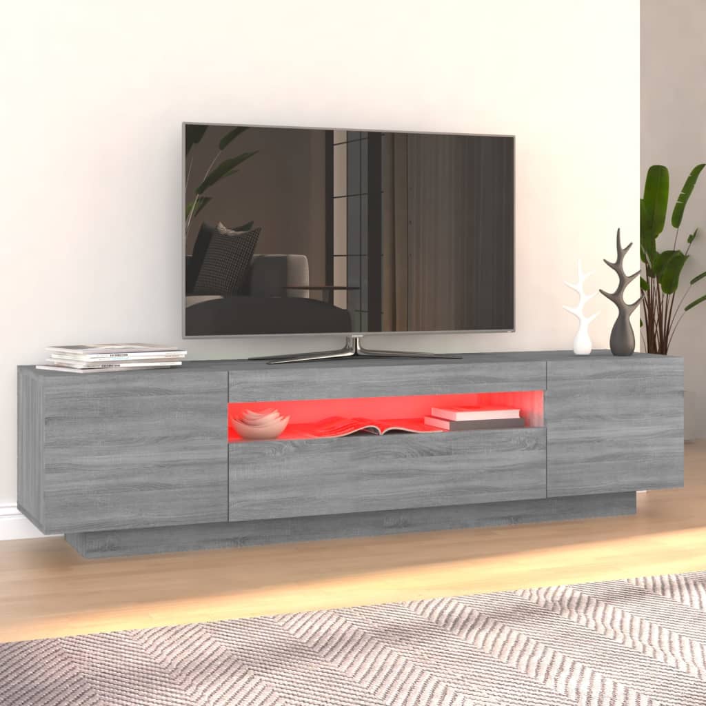 vidaXL TV skapītis ar LED lampiņām, 160x35x40 cm, pelēka ozola krāsa
