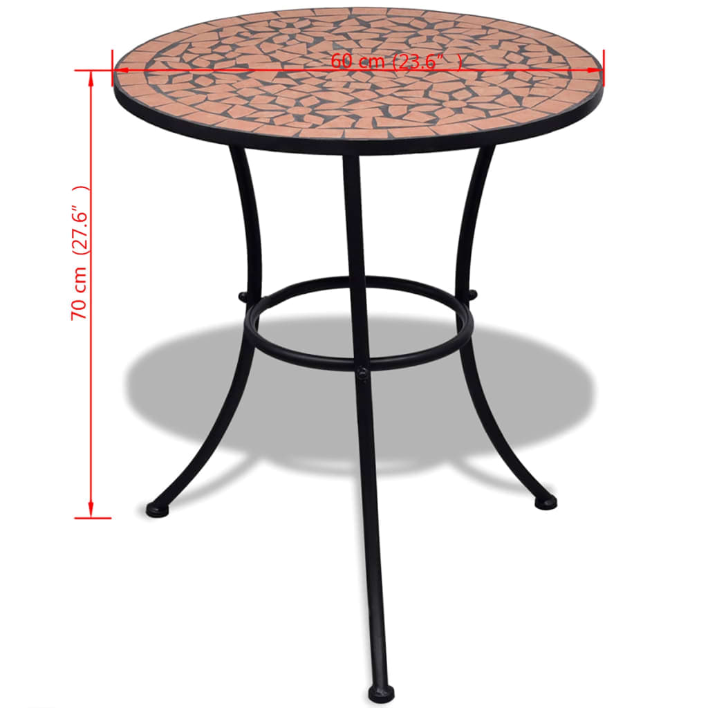 vidaXL bistro galds, 60 cm, sarkanbrūna mozaīka