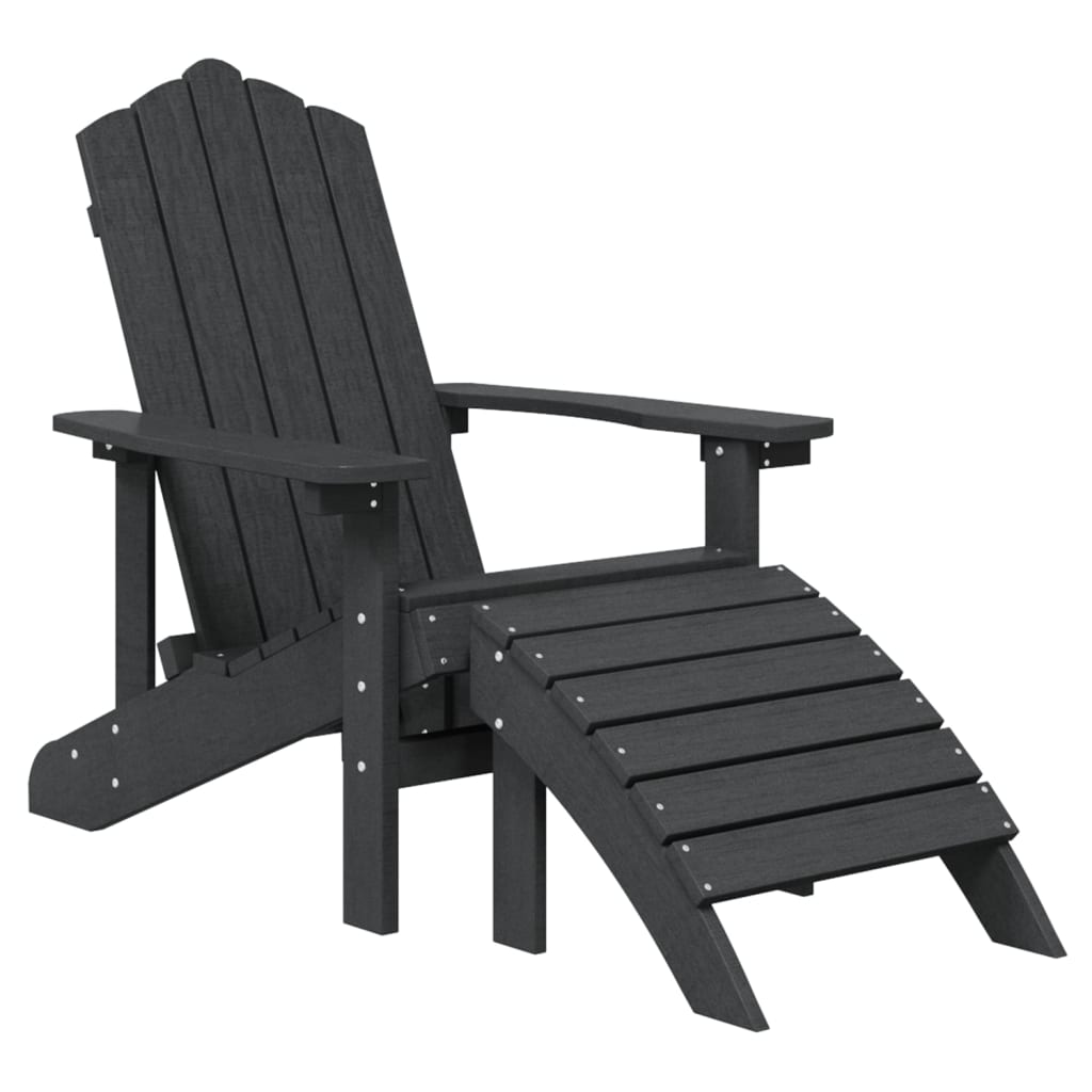 vidaXL dārza krēsls ar galdiņu un kājsoliņu, HDPE, antracītpelēks