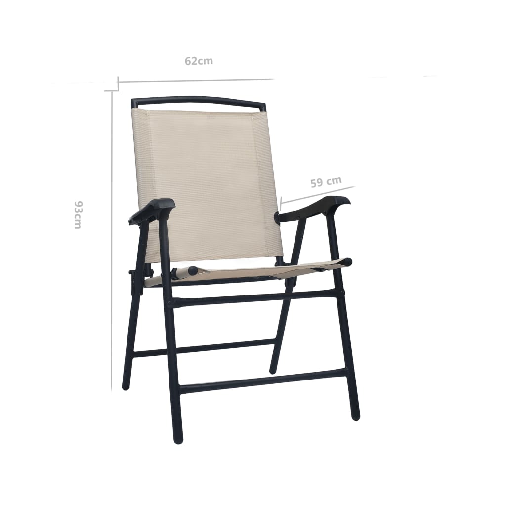 vidaXL saliekami dārza krēsli, 2 gab., krēmkrāsas tekstilēns