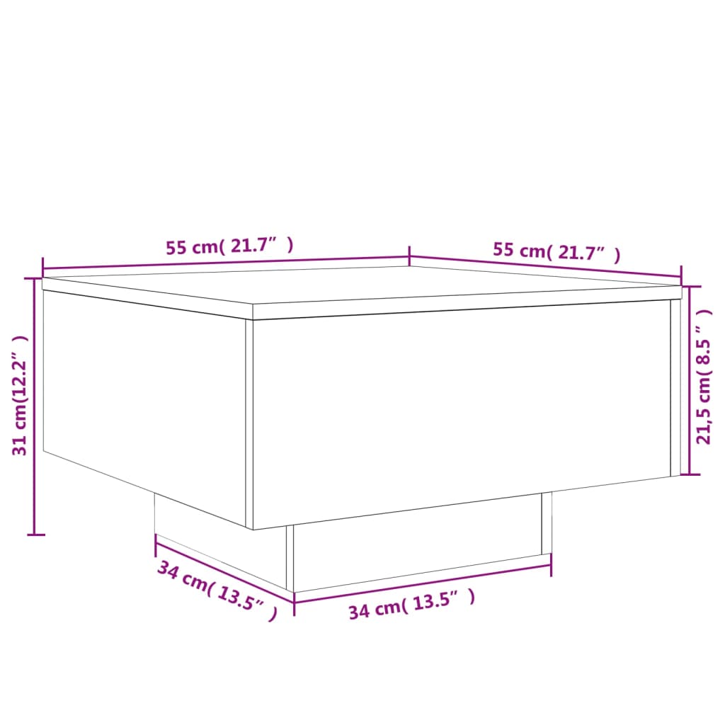 vidaXL kafijas galdiņš, melns, 55x55x31 cm, inženierijas koks
