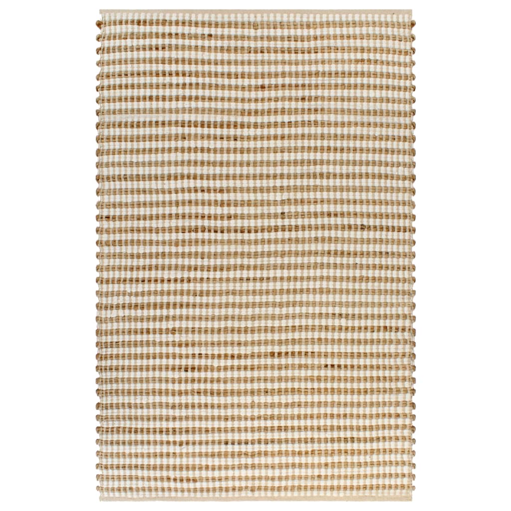 vidaXL paklājs, izgatavots ar rokām, džuta, 120x180 cm, dabīgs, balts
