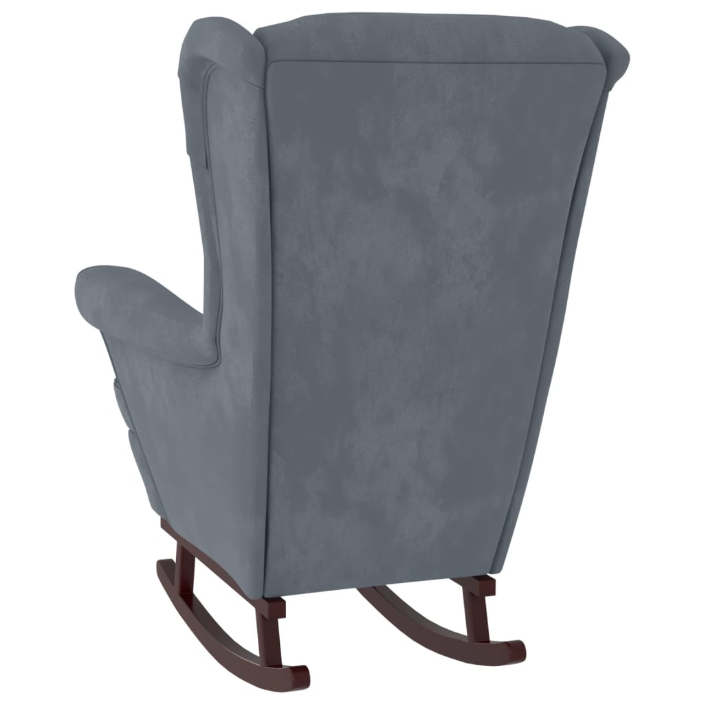 vidaXL šūpuļkrēsls, masīva gumijkoka kājas, tumši pelēks samts