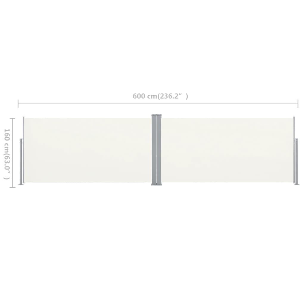 vidaXL izvelkams sānu aizslietnis, 160 x 600 cm, krēmkrāsas