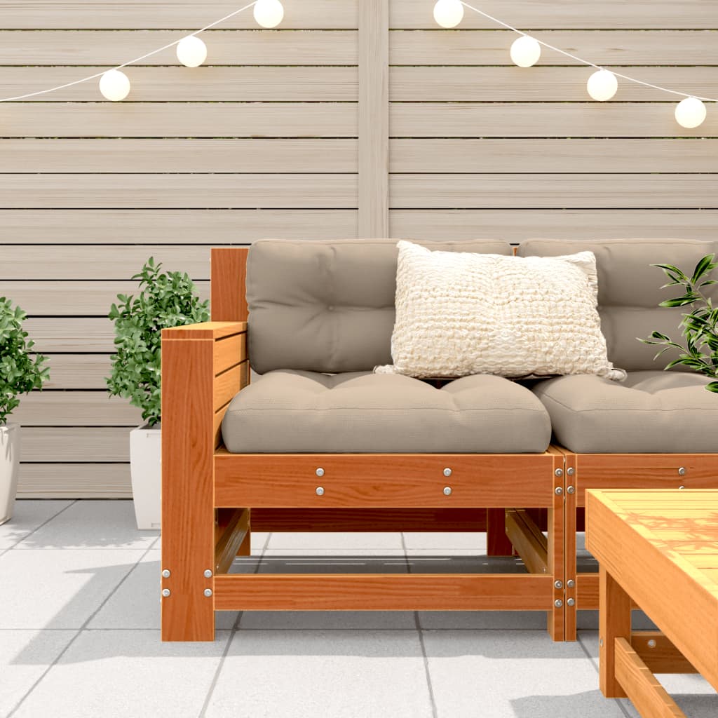 vidaXL dārza dīvāns ar matračiem, vaska brūnas priedes masīvkoks