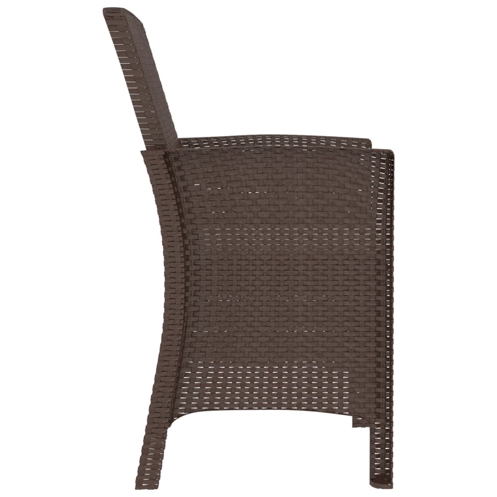 vidaXL dārza krēsls ar matraci, PP rotangpalma, brūns