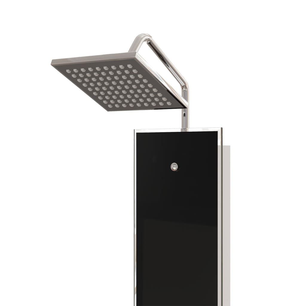 vidaXL dušas sistēma ar paneli, 18x45,5x130 cm, stikls, melna