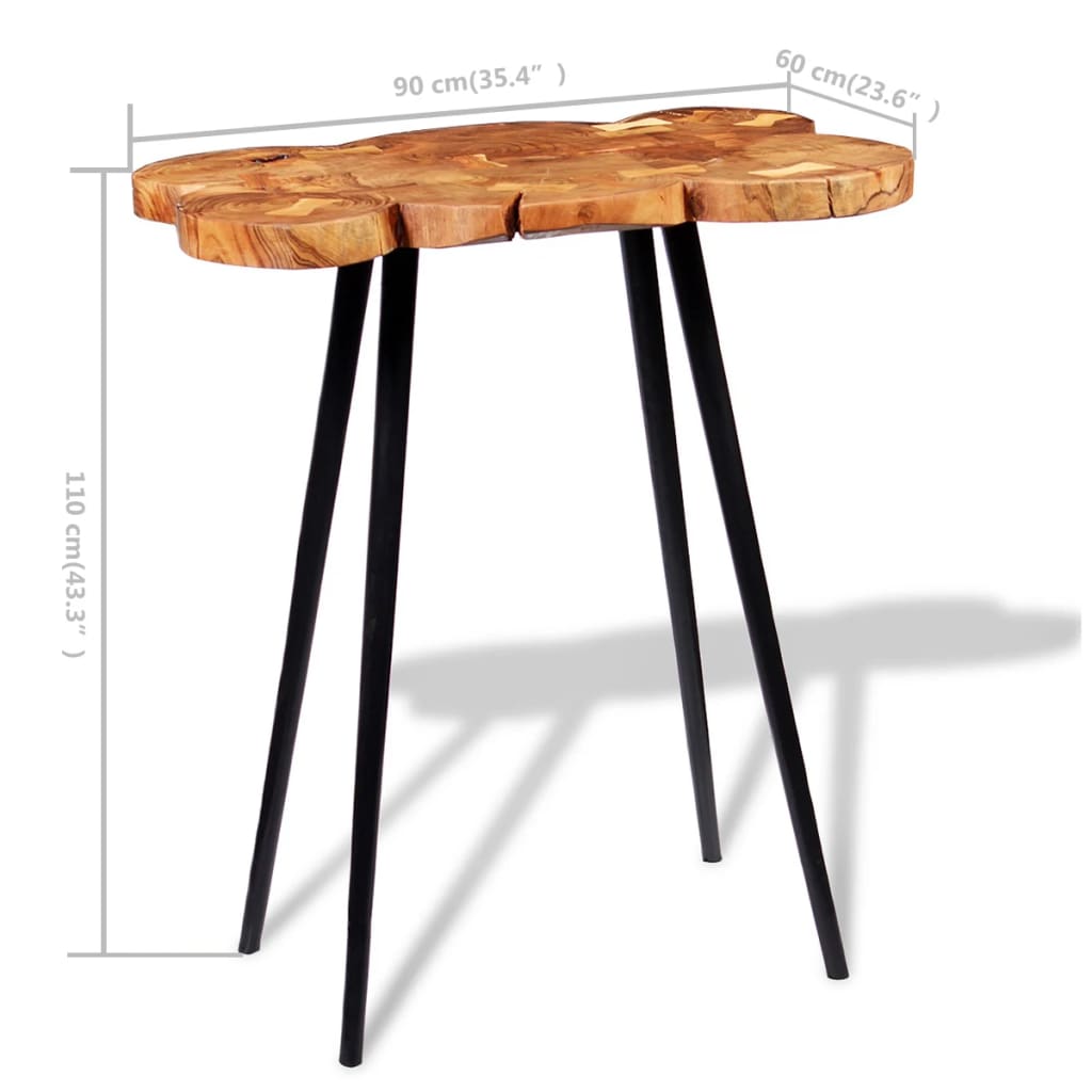 vidaXL bāra galds, apaļkoka ripas, 90x60x110 cm, akācijas masīvkoks