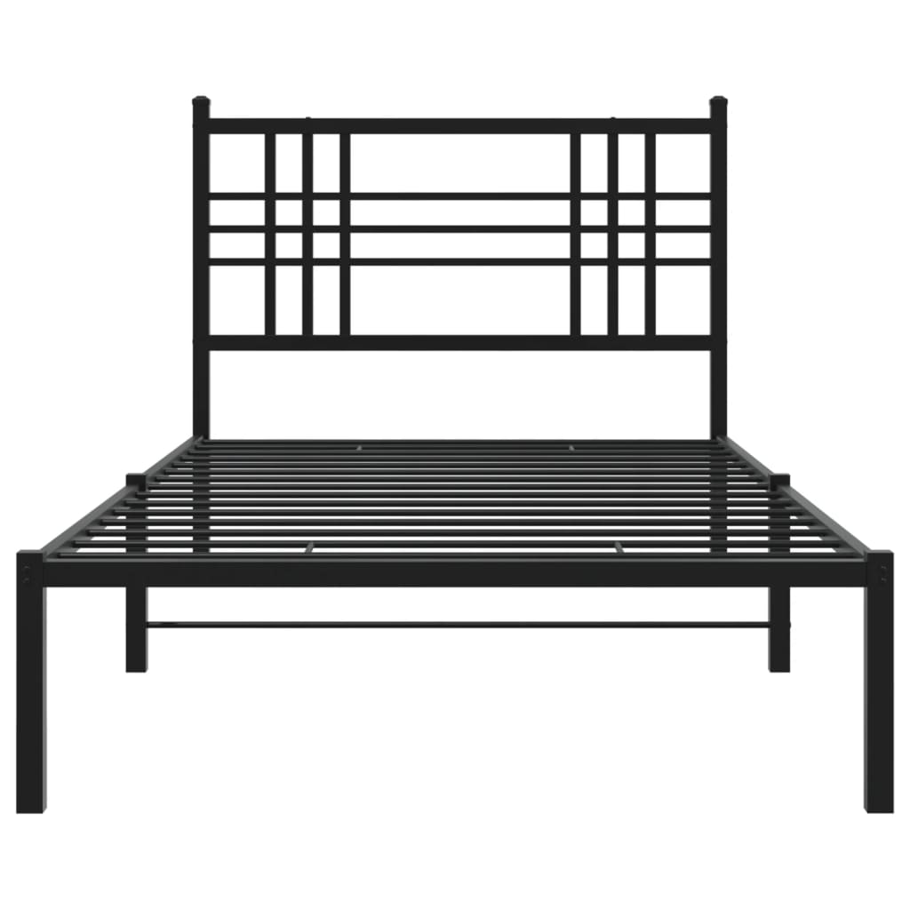 vidaXL gultas rāmis ar galvgali, melns metāls, 107x203 cm