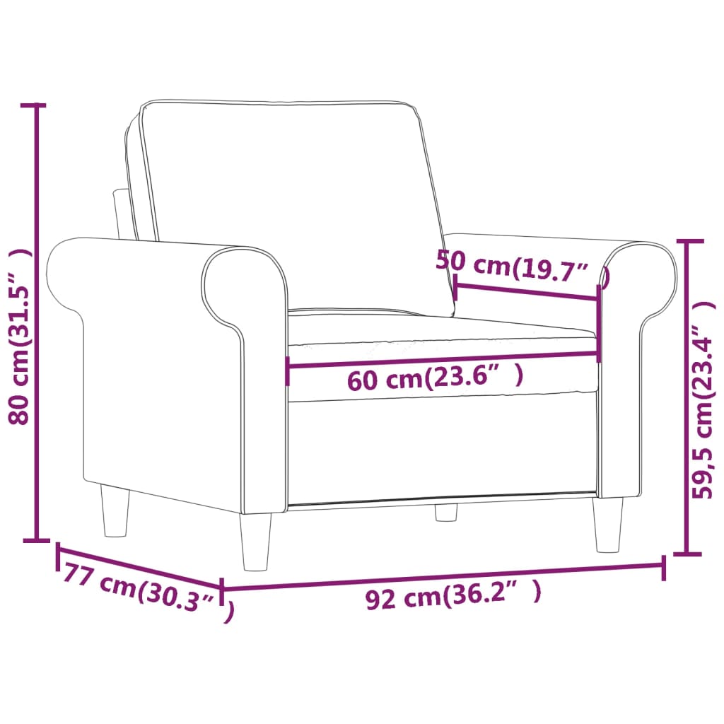 vidaXL atpūtas krēsls, tumši pelēks, 60 cm, audums