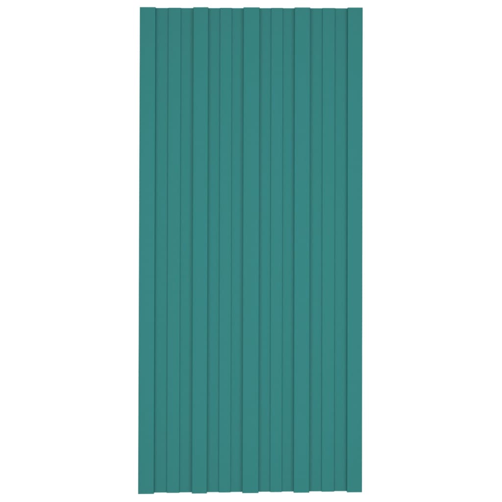 vidaXL jumta paneļi, 12 gab., cinkots tērauds, zaļi, 100x45 cm