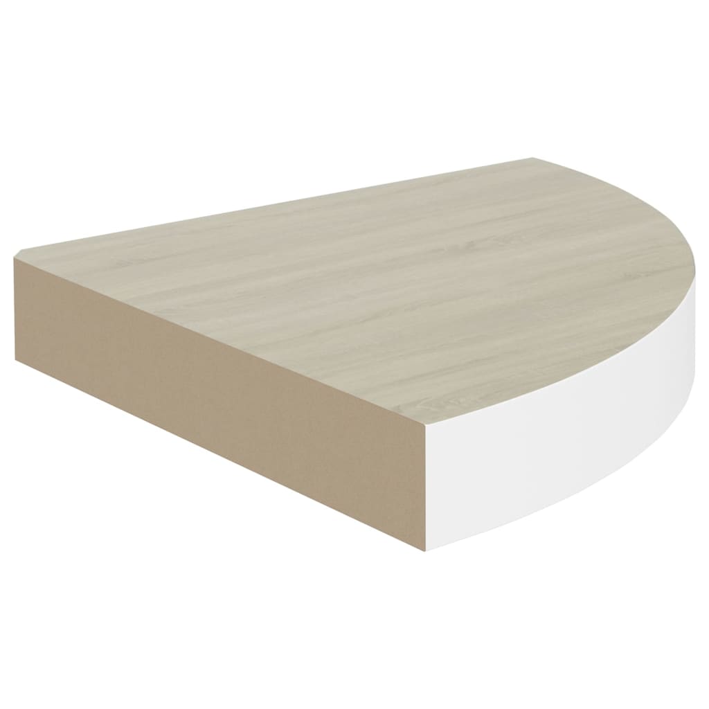 vidaXL stūra sienas plaukti, 2 gab., ozola, balti, 25x25x3,8 cm, MDF