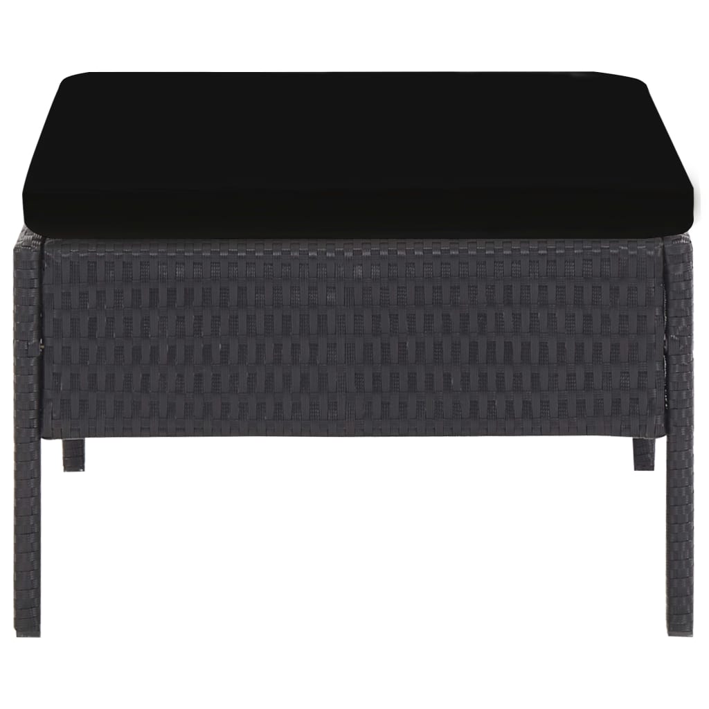 vidaXL 5-daļīgs dārza dīvāna komplekts ar matračiem, melns PE