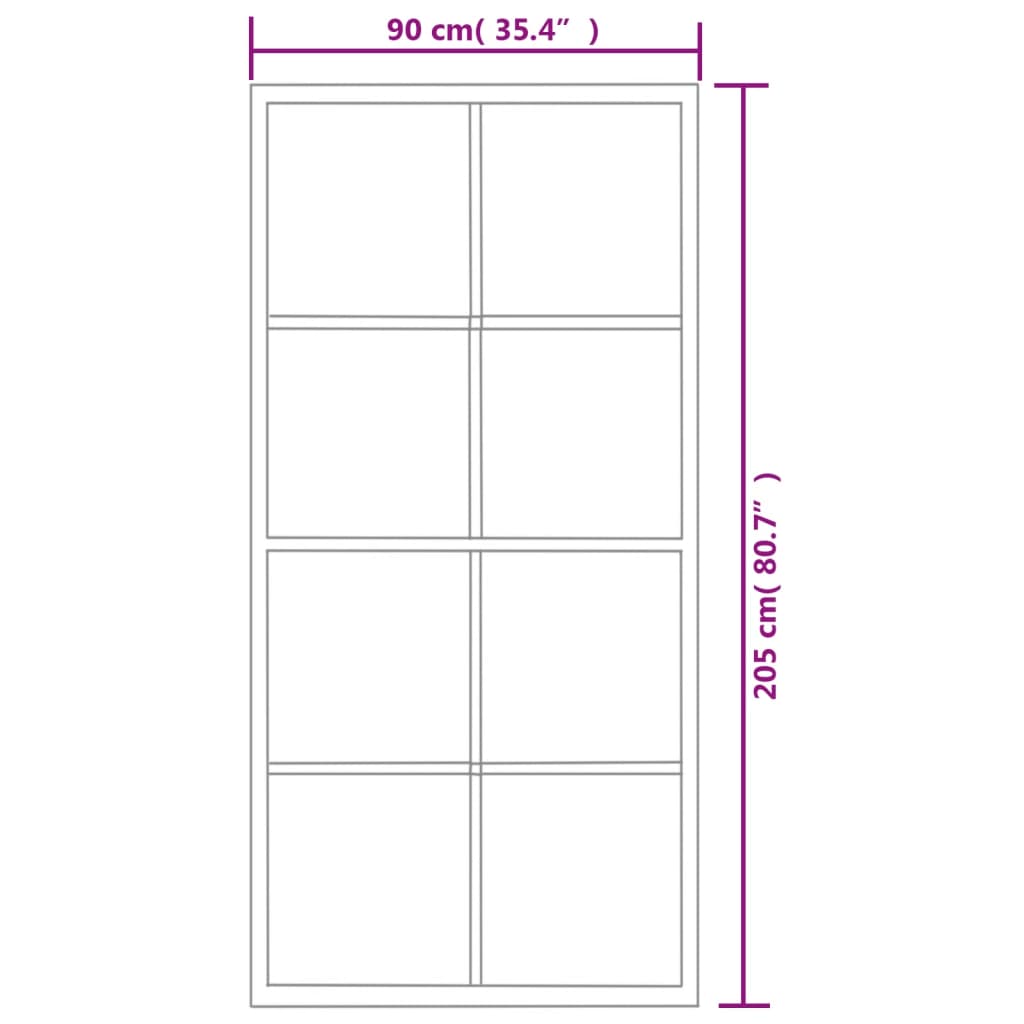 vidaXL bīdāmās durvis, alumīnijs un ESG stikls, 90x205 cm