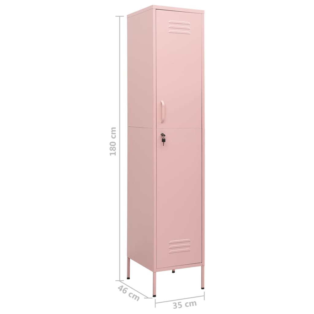 vidaXL ģērbtuves skapis, 35x46x180 cm, tērauds, rozā