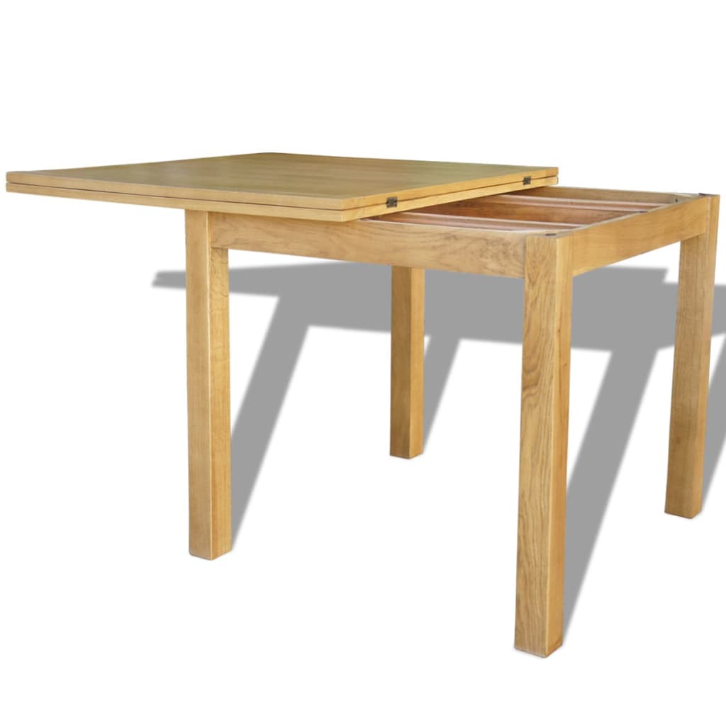 vidaXL galds, 85x85x75 cm, izvelkams, ozola masīvkoks