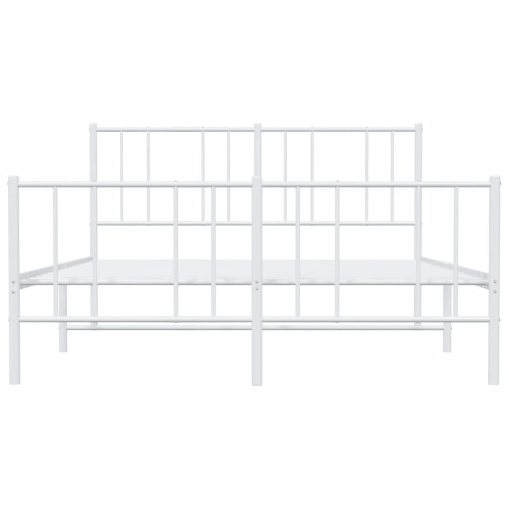 vidaXL gultas rāmis ar galvgali un kājgali, balts metāls, 120x200 cm