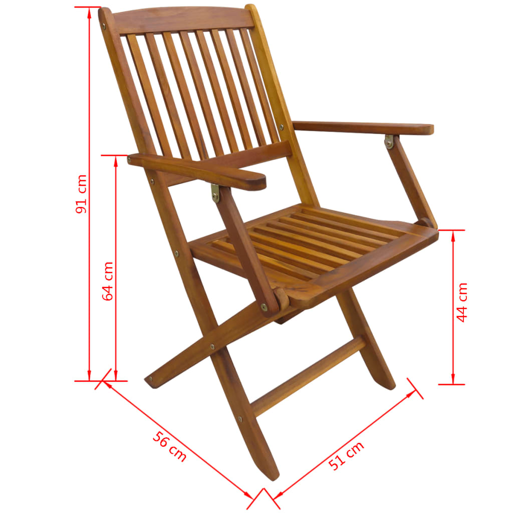 vidaXL saliekami dārza krēsli, 2 gab., akācijas masīvkoks