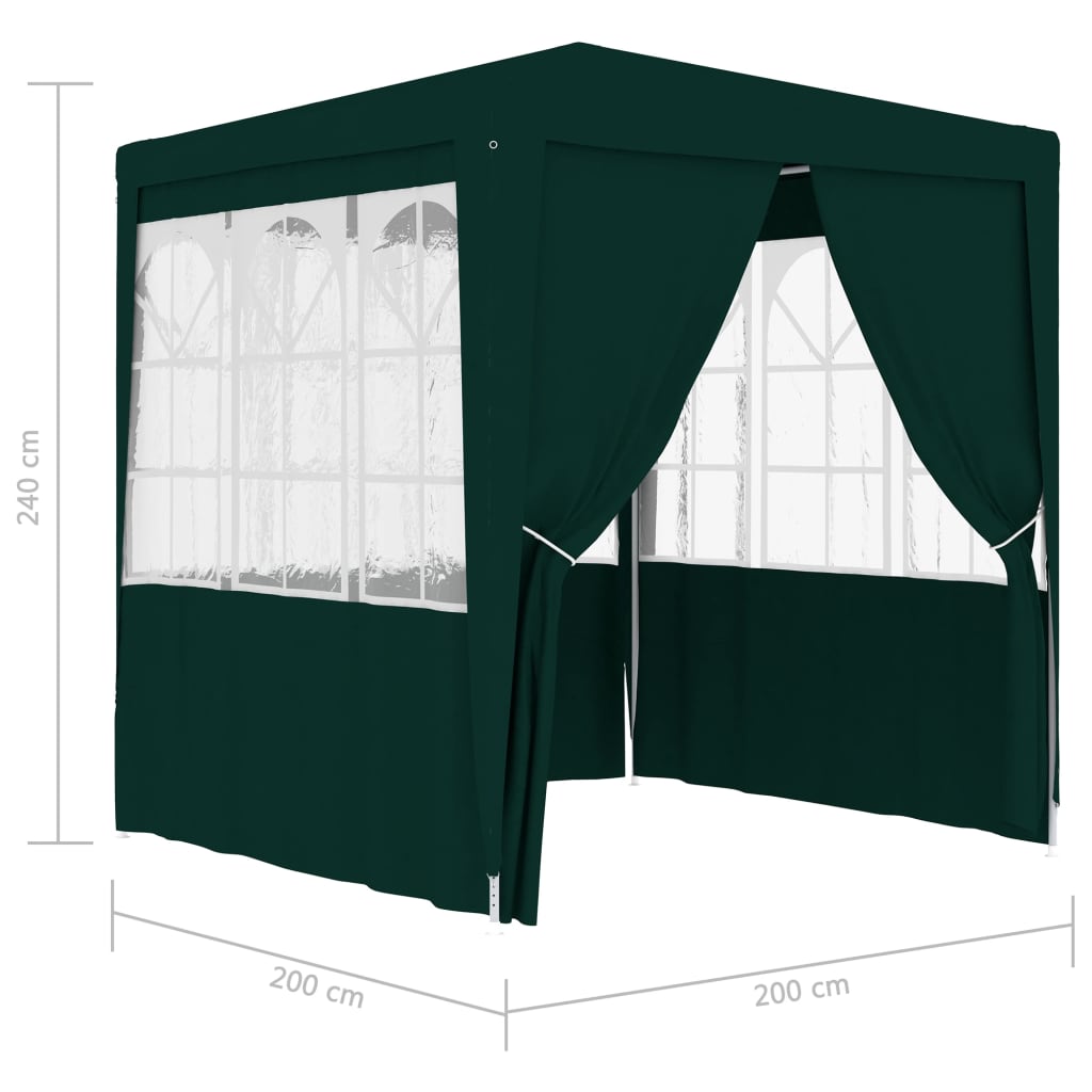vidaXL dārza nojume ar sānu sienām, profesionāla, 2x2 m, zaļa, 90 g/m²