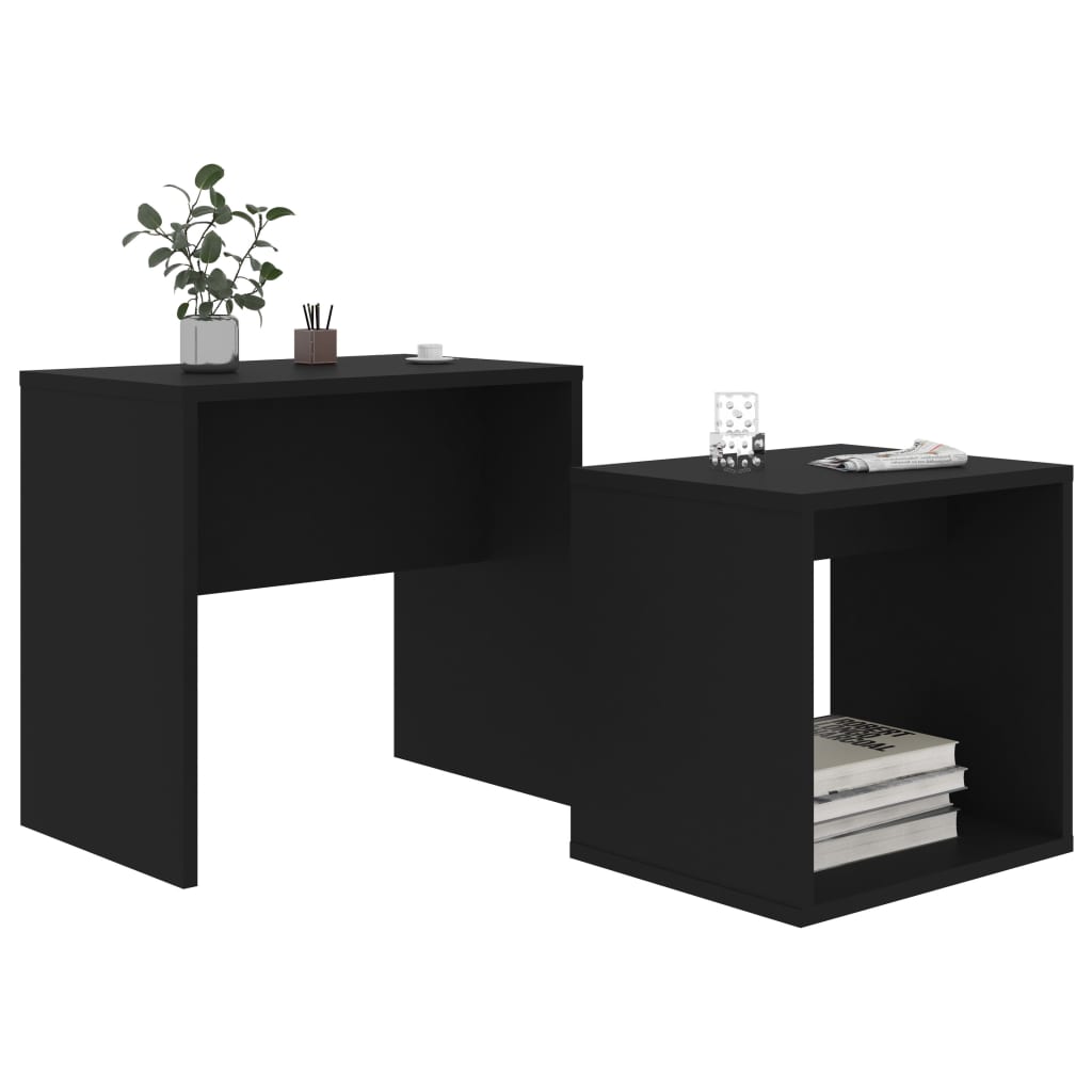vidaXL kafijas galdiņu komplekts, melns, 48x30x45 cm, skaidu plāksne