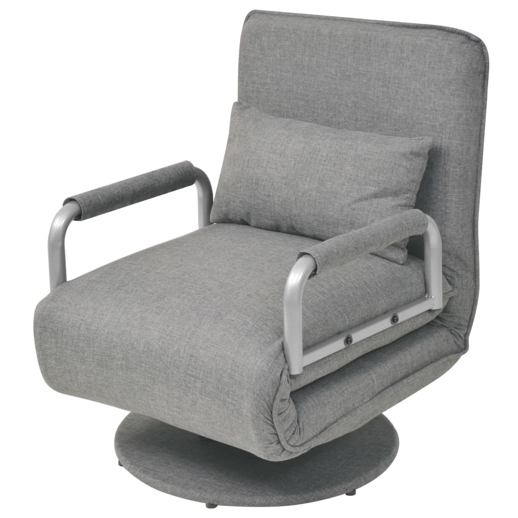 vidaXL izvelkams krēsls, grozāms, gaiši pelēks audums