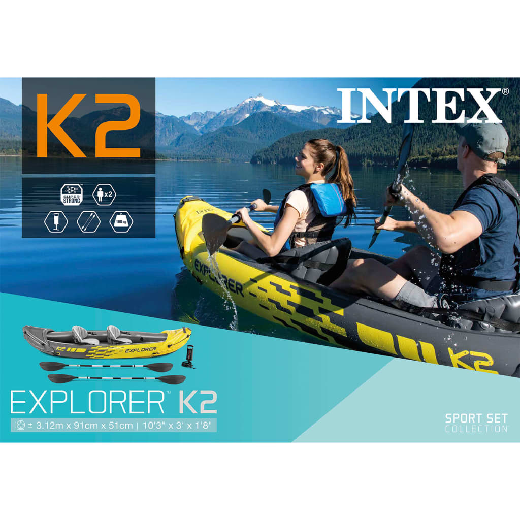 Intex piepūšams kajaks Explorer K2, 312x91x51 cm, 68307NP
