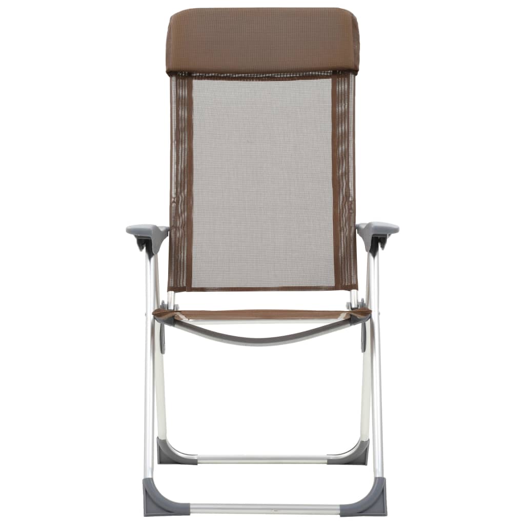 vidaXL kempinga krēsli, 4 gab., brūni, alumīnijs, salokāmi