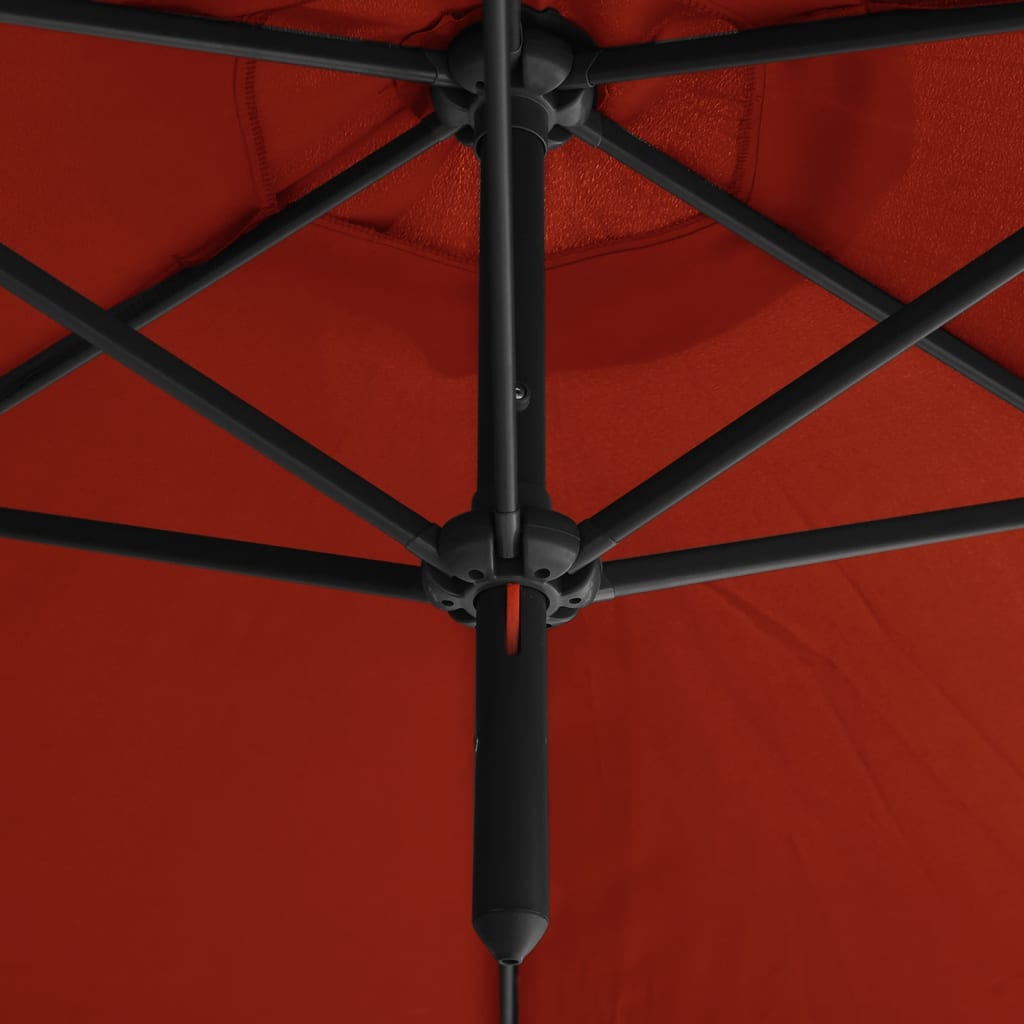 vidaXL dubultais saulessargs ar tērauda kātu, 600 cm, sarkanbrūns