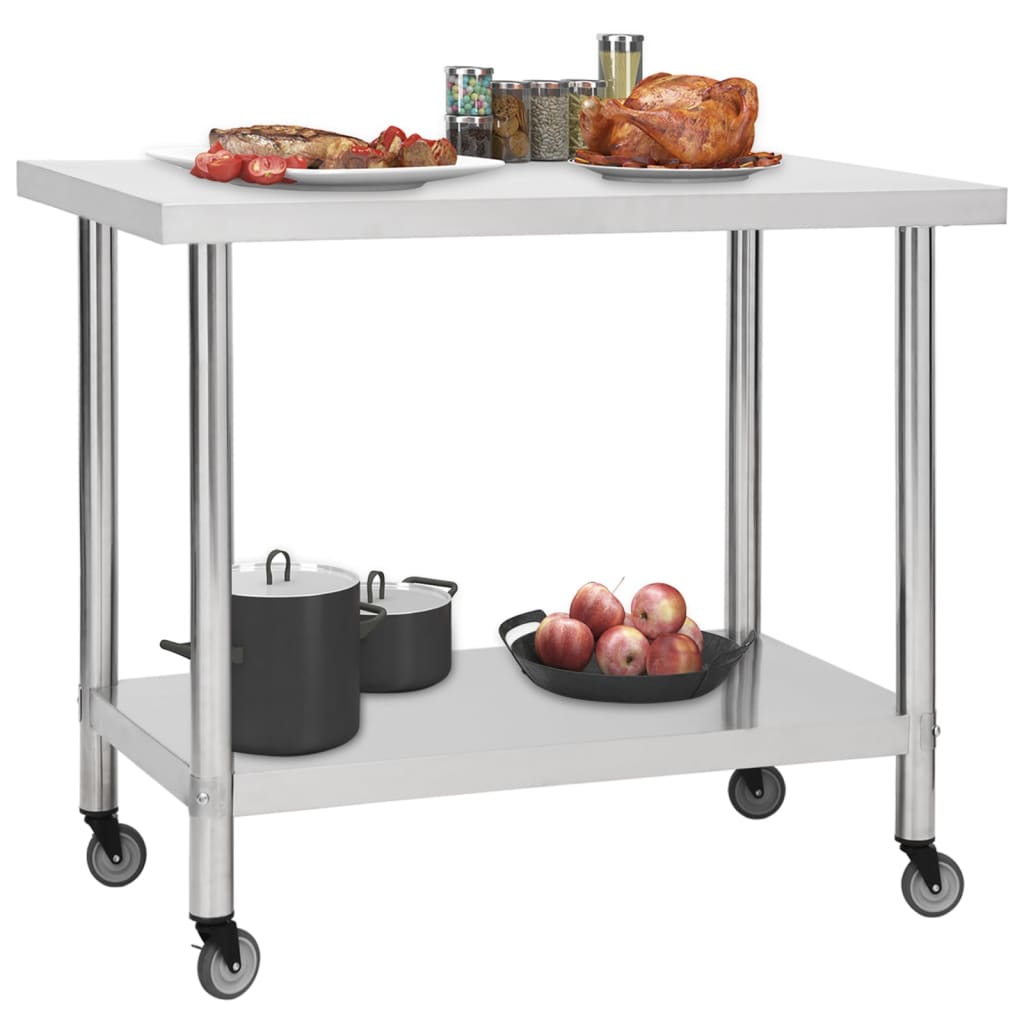 vidaXL virtuves darba galds, 80x60x85 cm, nerūsējošs tērauds