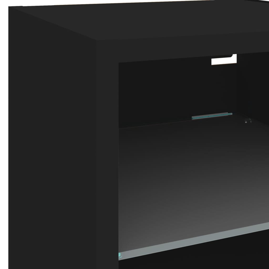 vidaXL 6-daļīgs TV skapīšu komplekts ar LED, melns, inženierijas koks